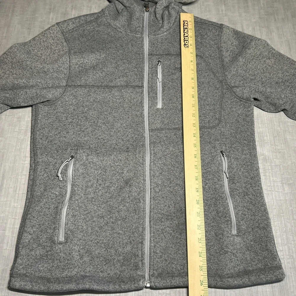 The North Face Mens Medium Hooded Fleece Jacket Gray Full Zip Pockets NF0A3O5J